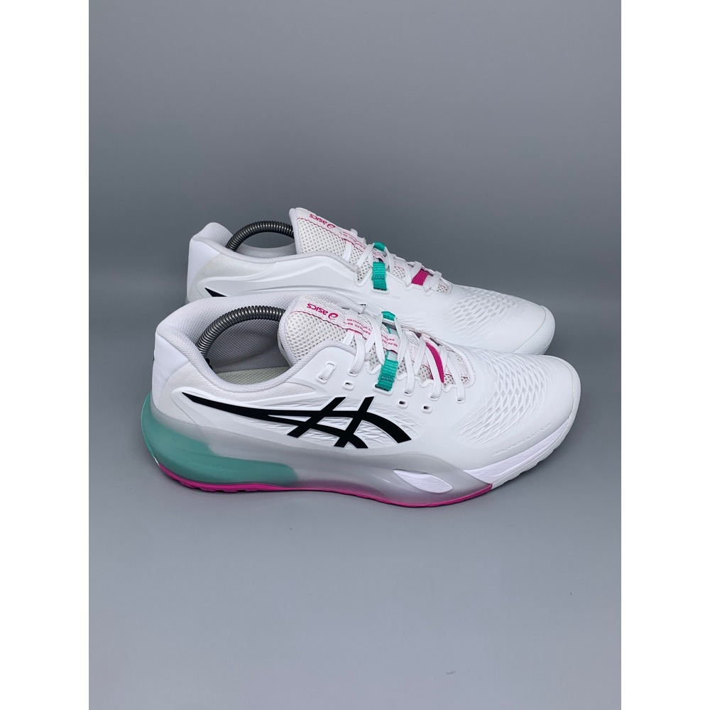 Asics Gel-Resolution 9 White Green Tennis Shoes 1041A481 Men's Sz 10.5
